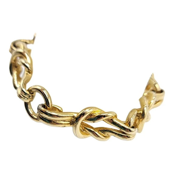 Lovers Knot Gold Tone 1980s Vintage Chain Link Bracelet 7" - Picture 5 of 6